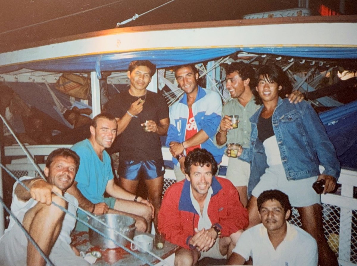 Travelers on a river boat in Brazil