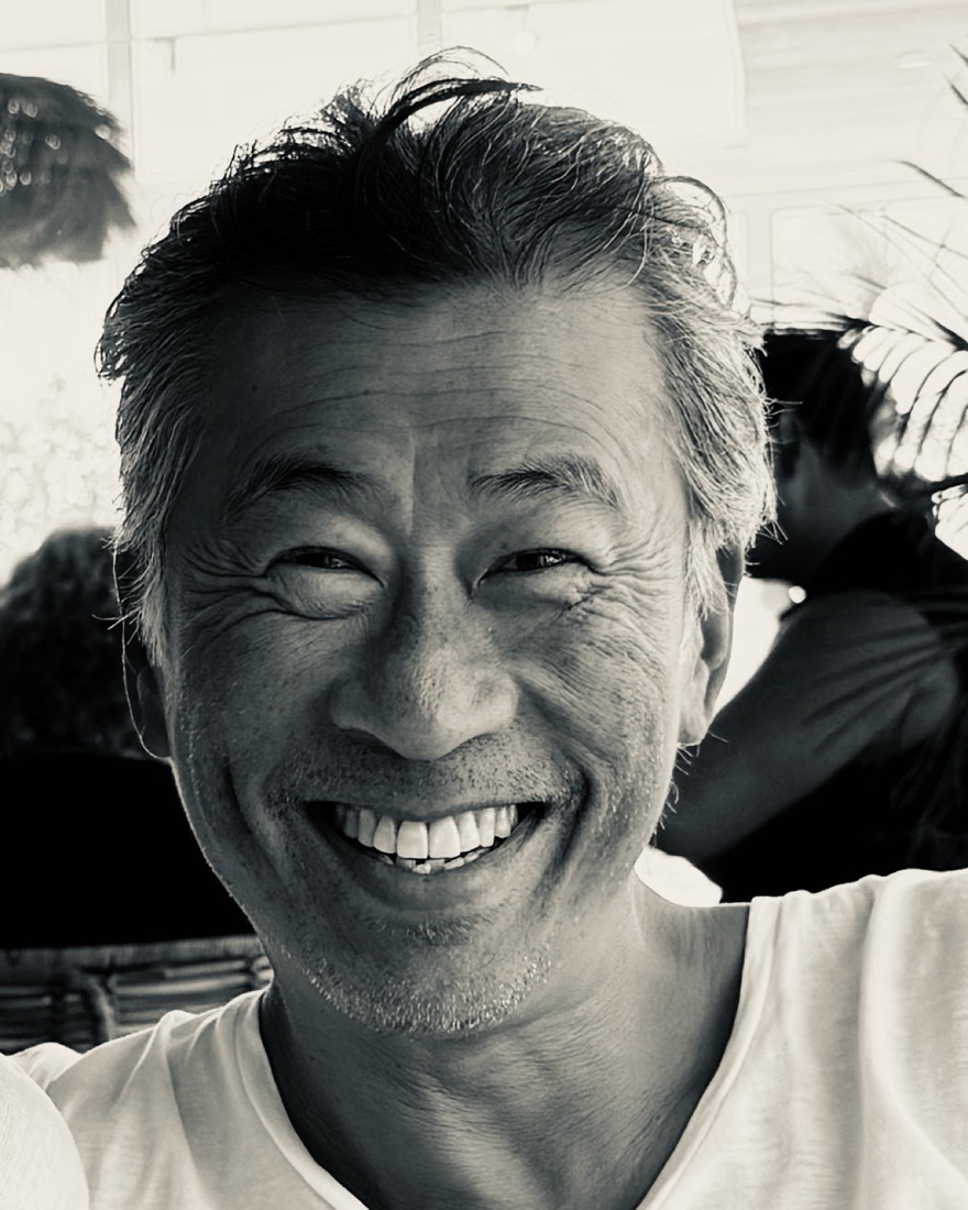 Wilson Fong smiling, black and white, Miami
